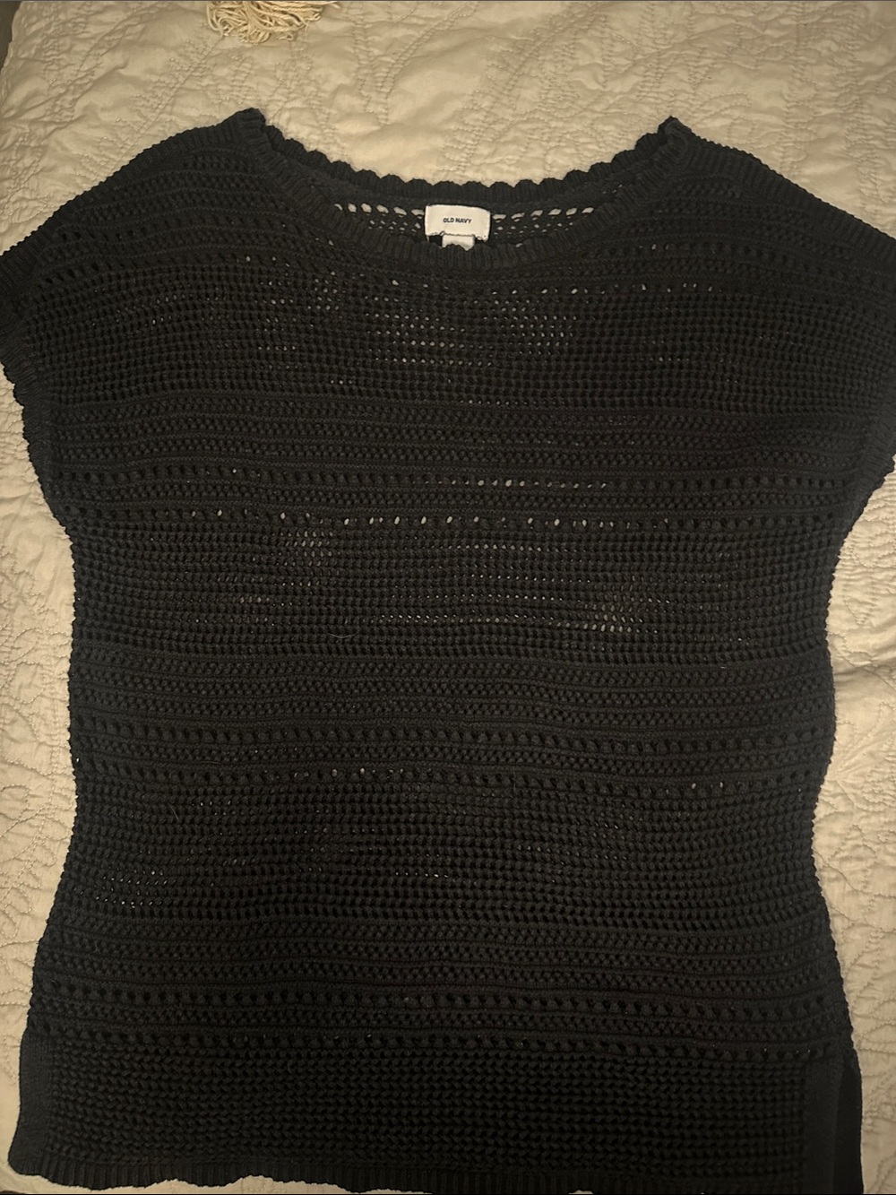 Old Navy Black Crochet Scoop-Neck Sweater